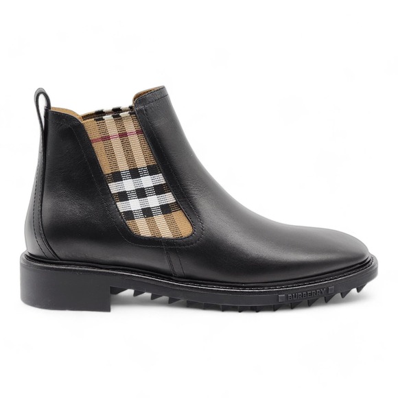 Burberry Allostock Check Detail Leather Chelsea Boots EU 41.5 US 8.5 $950 - Picture 3 of 9